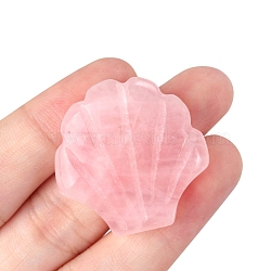Natural Rose Quartz Carved Healing Shell Shape Figurines, Reiki Energy Stone Display Decorations, 30x30mm(PW-WG72799-05)