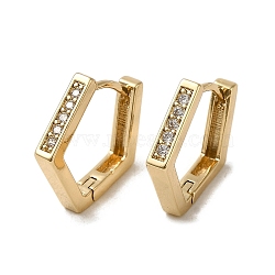 Brass Micro Pave Cubic Zirconia Hoop Earring, Light Gold, 17x2.8mm(EJEW-L271-21KCG-01)