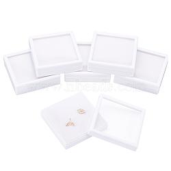 Plastic Jewelry Set Box, for Necklace & Earring & Ring, with Sponge Inside, Square, White, 9x9x2.7cm(OBOX-BC0001-06B)