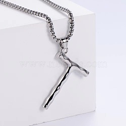 3Pcs Stainless Steel Textured Letter Pendants, Without Chain, Letter T(LW4134-20)