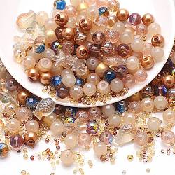 Glass Beads, Round & Starfish & Fish & Rondelle, Mixed Style, Peru, 2~14x2~10x1~8.5mm, Hole: 0.8~1.5mm(GLAA-E040-01F)