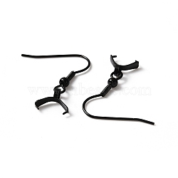 304 Stainless Steel Earring Hooks, with Ice Pick Pinch Bails, Electrophoresis Black, 27.5x21mm, 21 Gauge, Pin: 0.7mm and 0.5mm(for half dirlled beads)(STAS-WH0035-14EB)