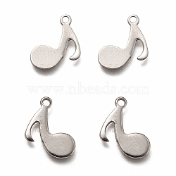 304 Stainless Steel Charms, Musical Note, Stainless Steel Color, 15x12x1mm, Hole: 1.4mm(X-STAS-L252-004P)