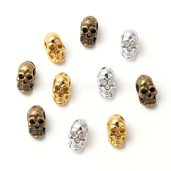 Alloy Beads, Halloween, Skull, Mixed Color, 8x5x6mm, Hole: 1mm(X-PALLOY-C148-M)