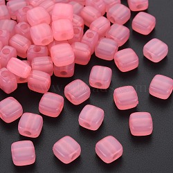 Imitation Jelly Acrylic Beads, Square, Salmon, 8x8x5.5mm, Hole: 2.5mm, about 1800pcs/500g(MACR-S373-98-E03)