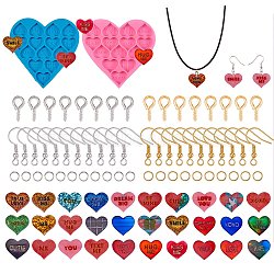 DIY Earring Making Set, include 2Pcs DIY Earring Silicone Molds, 40Pcs Brass Earring Hooks, 40Pcs Iron Screw Eye Pin Peg Bails and 40Pcs Open Jump Rings, Mixed Color, Molds: 87~92.5x89.5~90.5x4~5mm, 2pcs(DIY-SZ0007-27)