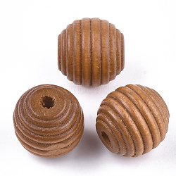 Painted Natural Wood Beehive Beads, Round, Saddle Brown, 18x17mm, Hole: 3.5~4mm(WOOD-S049-04B-07)