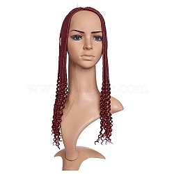 DreadLock Hair Twist Braids Crochet Hair, Low Temperature Heat Resistant Fiber, Long & Curly Hair, Burgundy, 20 inch(50.8cm)(OHAR-G005-21C)