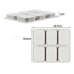 DIY Soap Food Grade Silicone Molds, for Handmade Soap Making, 6 Cavities, Rectangle, Mixed Color, 207x186x20mm(SOAP-PW0001-021I)