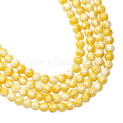 Baking Paint Glass Round Bead Strands, Round, Champagne Yellow, 8.5~9mm, Hole: 1.5mm, about 105pcs/strand, 31.8 inch, 4strands/Box(DGLA-AR0001-02)