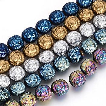 Electroplate Non-magnetic Synthetic Hematite Beads Strands, Lion, Mixed Color, 10.5x10x7.5mm, Hole: 1mm, about 38pcs/strand, 15.7 inch
