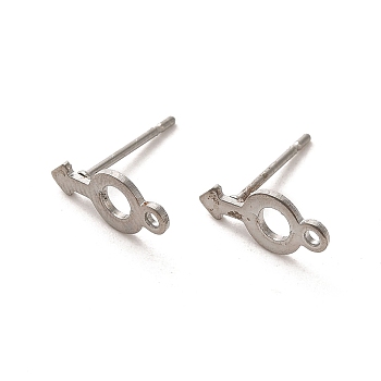 304 Stainless Steel Studs Earrings, with 201 Stainless Steel Findings, Stainless Steel Color, 12.5x5.5mm, Hole: 1.2mm, Pin: 12x0.8mm