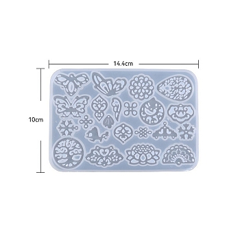 Pendants DIY Food Grade Silicone Mold, Resin Casting Molds, for UV Resin, Epoxy Resin Craft Making, Butterfly, 144x100mm