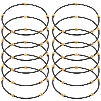 12Pcs Spring Bracelets Set, Minimalist Steel French Wire/Gimp Wire Stretch Bracelets for Stackable Wearing, Electrophoresis Black, Inner Diameter: 2-1/4 inch(5.85cm)
