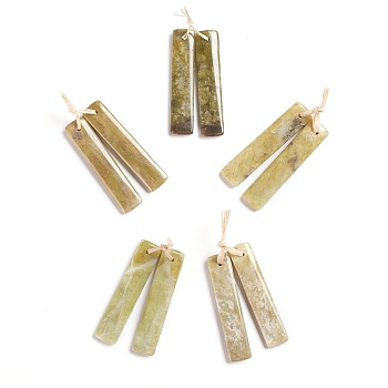 Natural Peridot Pendants, for Jewelry Making, Rectangle, 48~48.5x10~10.5x4~4.5mm, Hole: 1mm