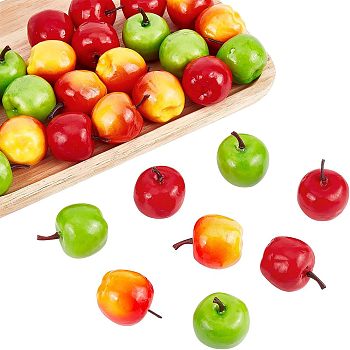 30Pcs 3 Colors Mini Foam Imitation Apples, Artificial Fruit, for Dollhouse Accessories Pretending Prop Decorations, Mixed Color, 38~43x34~35mm, 10pcs/color