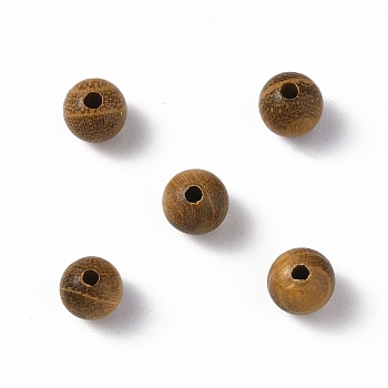 Wood Beads, Undyed, Round, Goldenrod, 6mm, Hole: 1.6mm