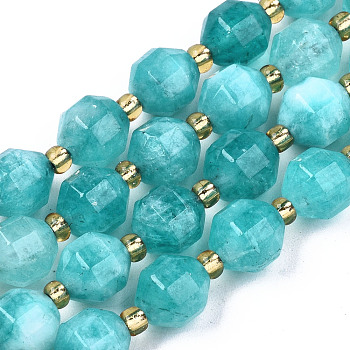 Natural Dolomite Beads Strands, Faceted, Dyed, Round, Dark Turquoise, 8x8mm, Hole: 1.2mm, about 33pcs/strand, 15.16 inch~15.35 inch(38.5cm~39cm)