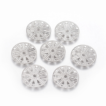 304 Stainless Steel Filigree Joiners, Flat Round, Stainless Steel Color, 17.5x0.4mm, Hole: 1mm