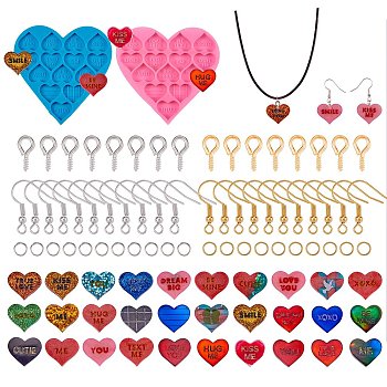 DIY Earring Making Set, include 2Pcs DIY Earring Silicone Molds, 40Pcs Brass Earring Hooks, 40Pcs Iron Screw Eye Pin Peg Bails and 40Pcs Open Jump Rings, Mixed Color, Molds: 87~92.5x89.5~90.5x4~5mm, 2pcs