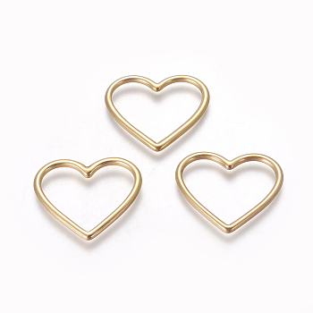 304 Stainless Steel Linking Rings, Heart, Golden, 23.5x28x2mm, Hole: 16x24mm