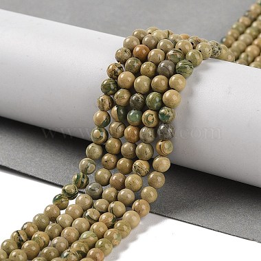 Brins de perles en pierre verdite naturelle(G-P530-B07-01)-2