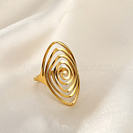 304 Stainless Steel Cuff Open Rings, Golden, Ion Plating(IP), Oval, Inner Diameter: Adjustable(FS-WGD6945-10)