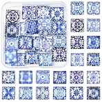 1 Bag Glass Cabochons, Square with Flower Pattern, Mixed Color, 15x15x5mm, 20pcs/bag(GGLA-FS0001-17)