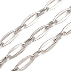 201 Stainless Steel Oval Link Chains, with Spool, Unwelded, Stainless Steel Color, 17x7x1.5mm and 11x7x1.5mm(CHS-H118-19P)