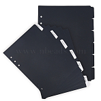 Plastic Notebook Index Divider Sheets, 6 Holes Tab Divider for Binder, Rectangle, Black, 210x158x0.4mm, 6pcs/set(OFST-WH0002-54B)