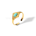 Synthetic Turquoise Cuff Rings for Women, Real 18K Gold Plated(PX1899-3)