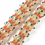 Transparent Handmade Bumpy Lampwork Beads Strands, Pumpkin, Pale Goldenrod, 9.5~10.5x12.5~13.5mm, Hole: 2mm, about 50pcs/strand, 20.08 inch(51cm)(LAMP-T007-18-B06)