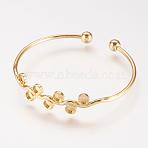 Brass Cuff Bangle, Real 18K Gold Plated, 1-3/4 inchx2 inch(47x52mm)(BJEW-P168-B17)