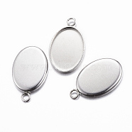 304 Stainless Steel Pendant Cabochon Settings, Oval, Stainless Steel Color, Tray: 13x18mm, 22x14x1mm, Hole: 2mm(X-STAS-G075-21P)