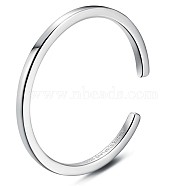 Rhodium Plated 925 Sterling Silver OPen Cuff Ring, Simple Stackable Ring for Women, Platinum, US Size 5 1/4(15.9mm)(JR867A)
