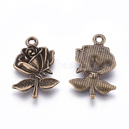 Tibetan Style Alloy Pendants, Lead Free & Cadmium Free, Rose, Antique Bronze, 25.5x17.5x3mm, Hole: 1.5mm, 500pcs/1000g(TIBEP-EA155YKG-AB-LF)