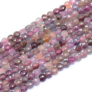 Natural Red Corundum/Ruby and Sapphire Beads Strands, Faceted, Flat Round, 4x2.5mm, Hole: 0.6mm, about 100pcs/strand, 15.35 inch(39cm)(G-E530-07AF)