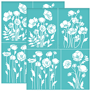 Self-Adhesive Silk Screen Printing Stencil, for Painting on Wood, DIY Decoration T-Shirt Fabric, Turquoise, Flower, 280x220mm(DIY-WH0338-294)