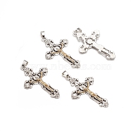 Alloy Big Pendants, for Easter, Crucifix Cross, Antique Silver & Golden, 51x30.5x4.5mm, Hole: 5.5X5mm(PALLOY-L222-046ASG)