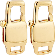 Brass Lobster Claw Clasps, Rectangle, Real 18K Gold Plated, 12x8x3mm, Hole: 3x1mm, Inner Diameter: 4x3mm, 10pcs/box(KK-BC0004-71)