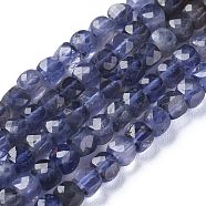 Natural Cordierite/Iolite/Dichroite Beads Strands, Faceted, Cube, 4~4.5x4.5~5x4.5~5mm, Hole: 0.7mm, about 97pcs/strand, 15.63 inch(39.7cm)(G-E560-A19)