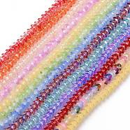 Transparent Glass Beads Strands, Beads Strands, Flower, Mixed Color, 11~12x7.5~8mm, Hole: 1.4mm, about 50pcs/strand, 11.42''(29cm)(LAMP-H061-01)