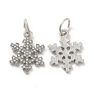 Rack Plating Alloy Crystal Rhinestone Pendants, with Jump Rings, Snowflake Charms, Platinum, 20.5x15.5x2mm, Hole: 6mm(PALLOY-P289-54P)
