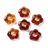 Gradient Color Transparent Acrylic Beads, Center Drilled, Flower, Dark Red, 14x14.5x4mm, Hole: 1.6mm(OACR-N137-49A)