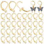 Elite 50Pcs Brass Leverback Earring Findings, with Loops, Real 18K Gold Plated, 15x10x2mm, Hole: 1.2mm, Pin: 0.8mm(KK-PH0006-08)