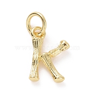 Brass Pendants, with Jump Ring, Golden, Letter Charm, Letter K, 12x8x2mm, Hole: 3mm(KK-K165-04K)