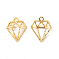 Rack Plating Alloy Pendants, Cadmium Free & Lead Free & Nickle Free, Hollow, Diamond Shape Charm, Matte Gold Color, 19.5x16x3.5mm, Hole: 2mm(FIND-I036-61MG)