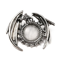 Natural Quartz Crystal Pendants, Rock Crystal Pendants, Dragon Charms, with Rack Plating Antique Silver Tone Alloy Findings, Cadmium Free & Lead Free, 40x48x12mm, Hole: 9x6mm(G-B033-05AS-19)