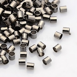 Brass Crimp Beads, Tube, Cadmium Free & Nickel Free & Lead Free, Gunmetal, 3x3mm, Hole: 2.5mm(KK-L017-B)