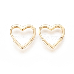 Brass Huggie Hoop Earrings, Long-Lasting Plated, Heart, Real 18K Gold Plated, 16.5x16x2mm, Pin: 1mm(EJEW-F245-05G)
